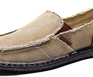 CASMAG Men's Casual Cloth Shoes Canvas Slip on Loafers Leisure Vintage Flat Boat Shoes