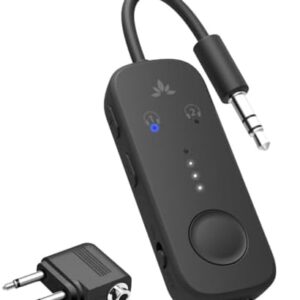 Avantree Relay - Premium Airplane Bluetooth 5.3 Adapter, Supports 2 AirPods or Headphones with aptX Adaptive & Low Latency, 3.5mm AUX Jack Wireless Audio Transmitter for Planes, Airline, Travel, TV