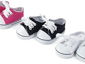 Emily Rose 14 Inch Doll Clothes Clothing Accessories | 14" Doll Shoes Value Pack 3 Pack Canvas Sneakers Gift Set | Compatible with Wellie Wishers Dolls