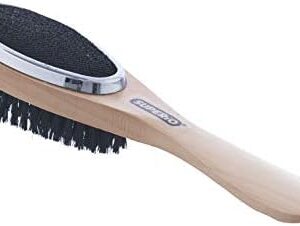 Superio Clothes Brush Garment Brush Pet Hair Remover 3 in 1 Lint Brush, Clothing Brush, and Shoe Horn for Suit, Wool Coat, Sweaters, Shoes, Double Sided Portable Depiller with Wood Handle -Superio