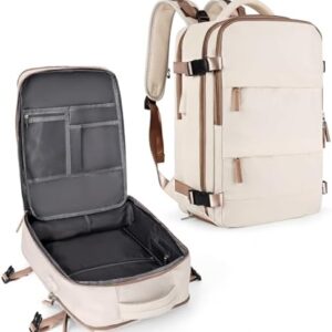coowoz Large Travel Backpack For Women Men,Carry On Backpack,Hiking Backpack Outdoor Sports Rucksack Casual Daypack travel essentials(Beige Brown)