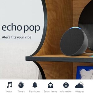 Amazon Echo Pop (newest model), Full sound compact smart speaker with Alexa, Charcoal