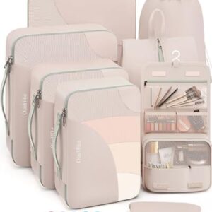 10 Set/8 Set-Packing Cubes for Travel, Sturdy Suitcase Organizer in 4 Size(Extra Large, Large, Medium, Small), OlarHike Luggage Cubes with Toiletry Bag, Essential Cruise Ship Gifts for Women