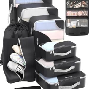 ALL INCLUDED 10 Set Durable Packing Cubes for Suitcases,OlarHike Essentials for Travel,UPGRADED Anti-Tear Stitching, NEW Improved Luggage Packing Organizers for Travel Accessories(Black)